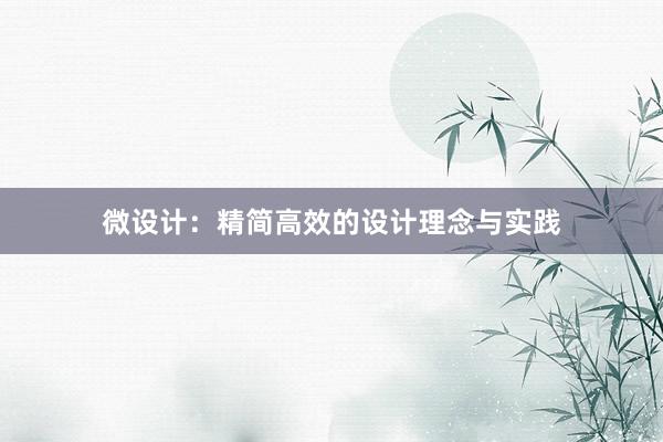 微设计：精简高效的设计理念与实践