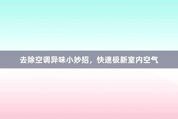 去除空调异味小妙招，快速极新室内空气